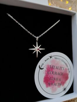 Handmade Sterling Silver North Star Birthstone Christmas Necklace: July Birthstone, 3 of 12
