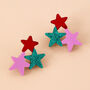 Colourful Statement Star Earrings In Emerald Acrylic, thumbnail 2 of 5