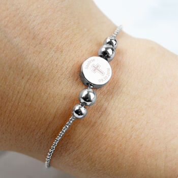 Personalised Silver Plated Cross Round Bracelet, 2 of 3