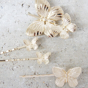 Gold Butterfly Hair Clips, 5 of 8