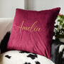 Personalised Gold Embroidered Velvet Cushion, thumbnail 4 of 6