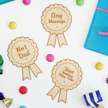 Any Message Engraved Wooden Rosette Badge, 2 of 4