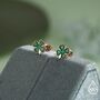 Sterling Silver Four Leaf Clover Enamel Stud Earrings, thumbnail 3 of 12