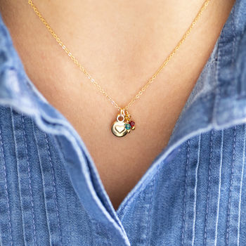 Gold Plated Heart Nugget Birthstone Charm Necklace, 2 of 12
