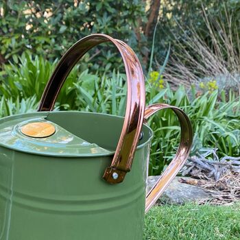 Pair Of Heritage Green And Copper Watering Cans, 6 of 10