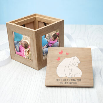 Personalised The Best Mama Bear Oak Photo Cube, 5 of 6