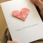 Personalised 35th Coral Anniversary Origami Heart Card, thumbnail 4 of 7