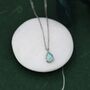 Green Opal Droplet Pendant Necklace In Sterling Silver, thumbnail 4 of 11