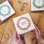 Personalised Embroidered Floral Wreath Wood Art, thumbnail 1 of 6