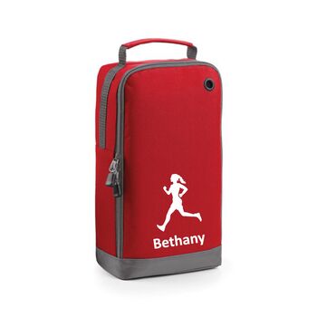 Running Shoe Bag Embroidered With Female Figure And Personalised Name, 7 of 10