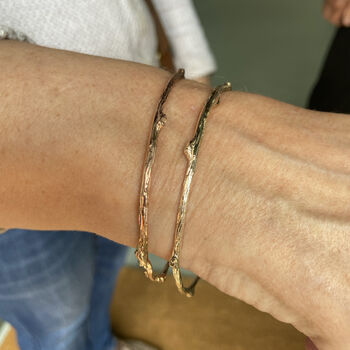 Solid Gold Stackable Rose Twig Bangle, 5 of 12