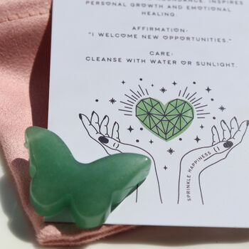 Green Aventurine Butterfly Crystal Pendant And Gift Bag, 5 of 5