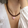 Chocolate Bead And Pink Heart Necklace, thumbnail 1 of 5