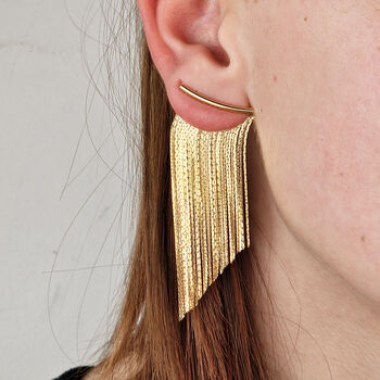 18ct Gold Plated Waterfall Party Tassel Earrings, 5 of 5