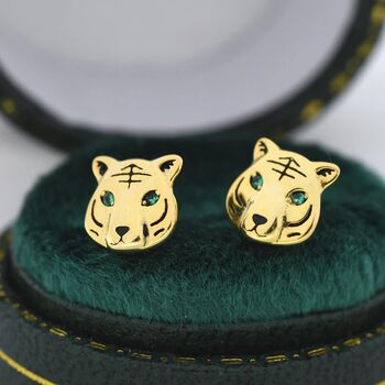 Tiger Stud Earrings In Sterling Silver, 3 of 9
