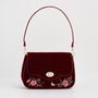 Mary Floral Embroidered Red Velvet Clutch, thumbnail 1 of 8