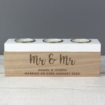 Personalised Couples Wooden Tealight Holder Box, 4 of 6