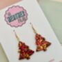 Gold And Red Christmas Tree Glitter Resin Earrings / Festive Jewellery / Christmas Gift, thumbnail 2 of 10