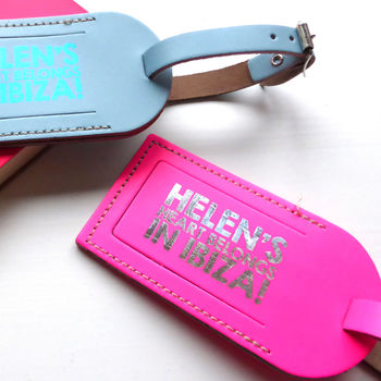 Leather Luggage Tag With Metallic Print, 7 of 9
