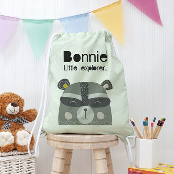 Personalised Children's Raccoon Cotton Nursery Bag, 2 of 12