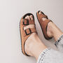 Leather Sandals With Memory Foam Insole In Honey, thumbnail 1 of 8