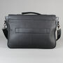 Black Leather Laptop Messenger Bag With Gunmetal Zip, thumbnail 8 of 9