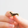 Miniature Dachshund Gold Plated Enamel Pin Badge, thumbnail 3 of 10