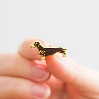 Miniature Dachshund Gold Plated Enamel Pin Badge, 3 of 10