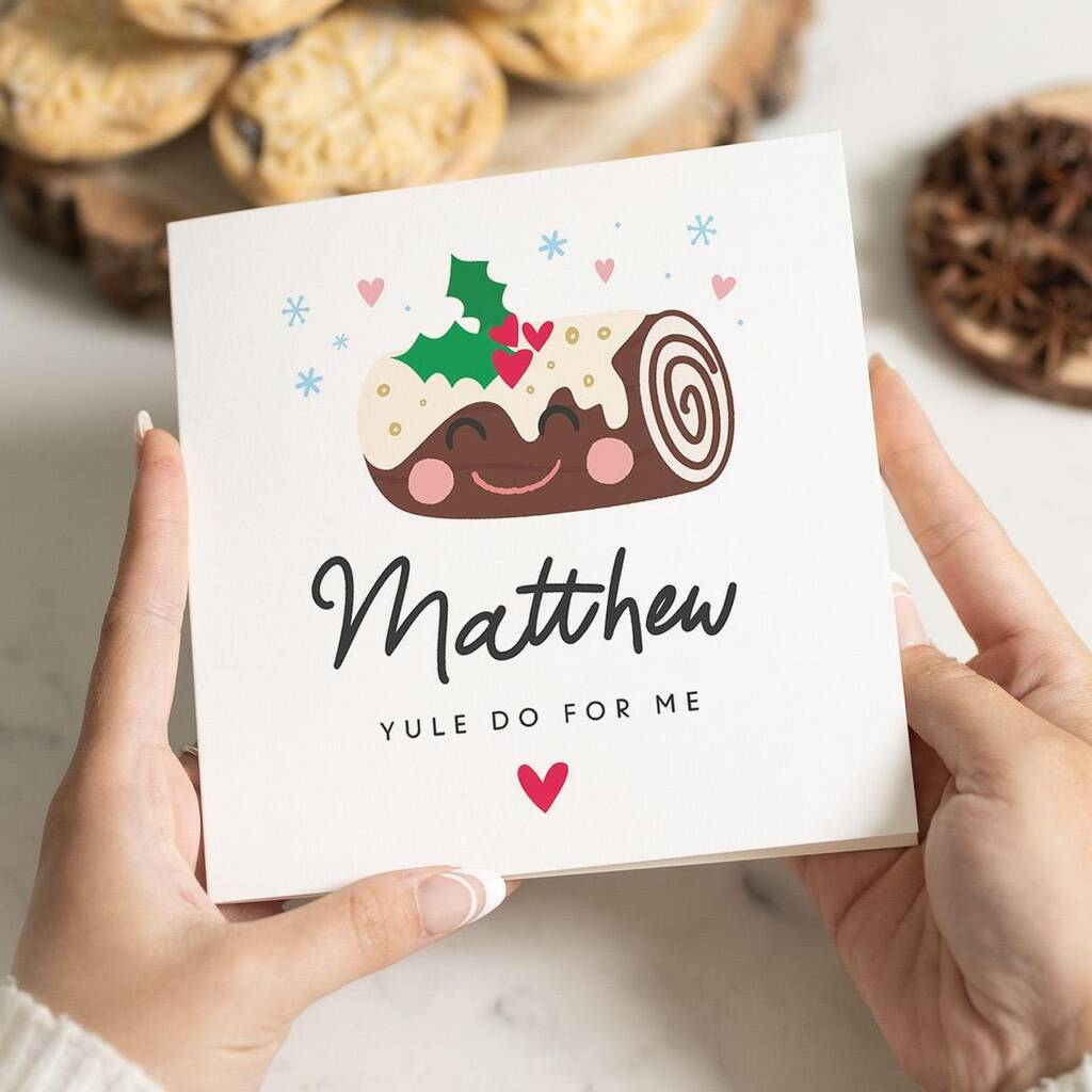 Yule Log Christmas Card For Boyfriend Or Husband, 1 of 7