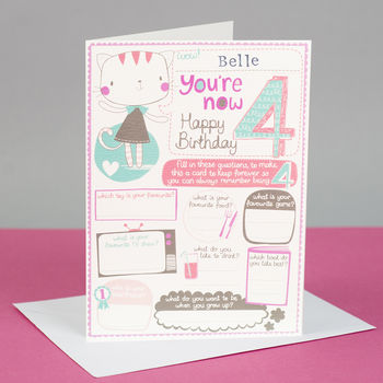 Personalised Girl's 4th Birthday Card, 3 of 3