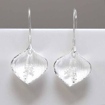 Sterling Silver Peace Lily Drop Earrings, 2 of 5