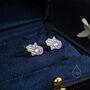 Sterling Silver Moonstone Hamsa Hand Stud Earrings, thumbnail 3 of 10