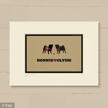 Personalised Pug Print For One Or Two Dogs, 11 of 12