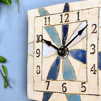 Large Numbers Blue Daisy Wall Clock, 4 of 6
