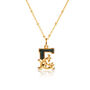 Gold Plated E Initial Necklace With Green Marble, thumbnail 1 of 6