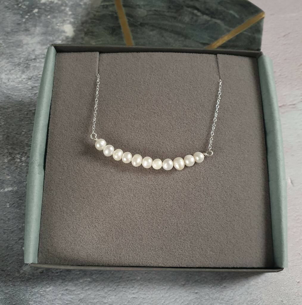 Freshwater Pearl Bar Silver Necklace By Jewellery Made By Me