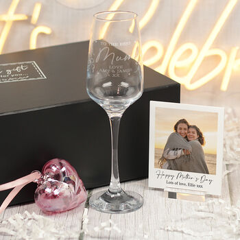 Bows And Hearts Champagne Flute With Birthstone Heart And Photo Gift Boxed Set, 2 of 5
