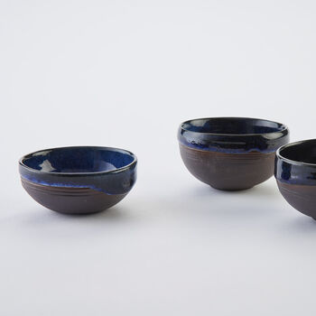Onyx Black Porcelain Cobalt Blue Chilli Flake Bowl, 2 of 2