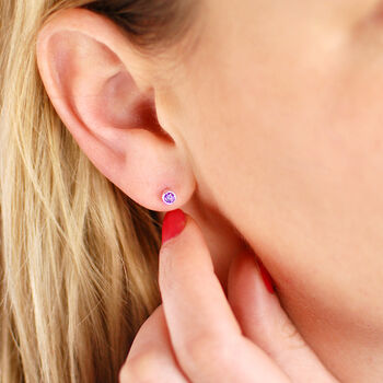 Tiny Sterling Silver Birthstone Stud Earrings, 2 of 11