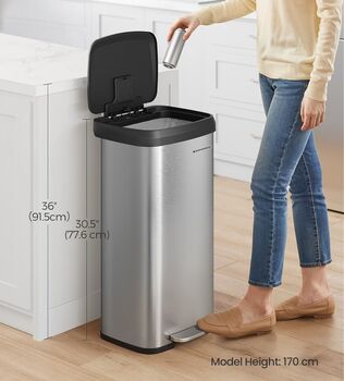 Kitchen Bin Tall Large Metal Waste Pedal Trash Can, 4 of 12