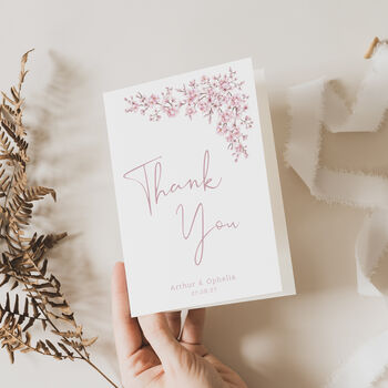 Wedding Thank You Cards Pink Cherry Blossom, 2 of 6