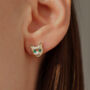 9ct Gold And Emerald Cat Face Earrings, thumbnail 1 of 3