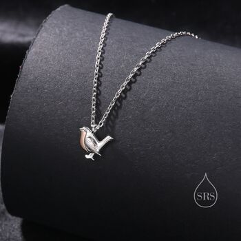 Tiny Robin Bird Pendant Necklace In Sterling Silver, 5 of 11