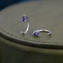 Amethyst Purple Cz Droplet Huggie Hoop Earrings Two, thumbnail 5 of 11