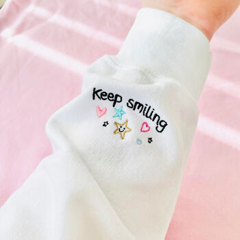 Embroidered 'Keep Smiling' Sweatshirt, 9 of 9