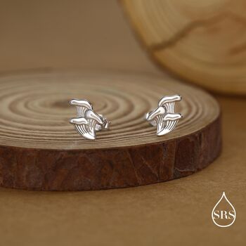 Chanterelle Mushroom Stud Earrings In Sterling Silver, 7 of 12