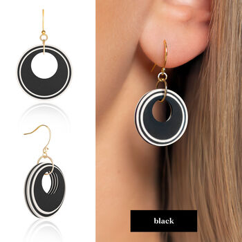 Sustainable Circular Earrings • Gold Plated Sterling Silver Hooks • Available In Five Colours, 4 of 8