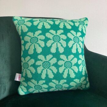 Daisy Knitted Cushion, 2 of 4
