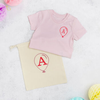 Embroidered Initial T Shirt With Personalised Bag, 7 of 9