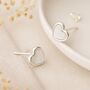 Sterling Silver Heart Stud Earrings With Mother Of Pearl Inlay, thumbnail 1 of 10